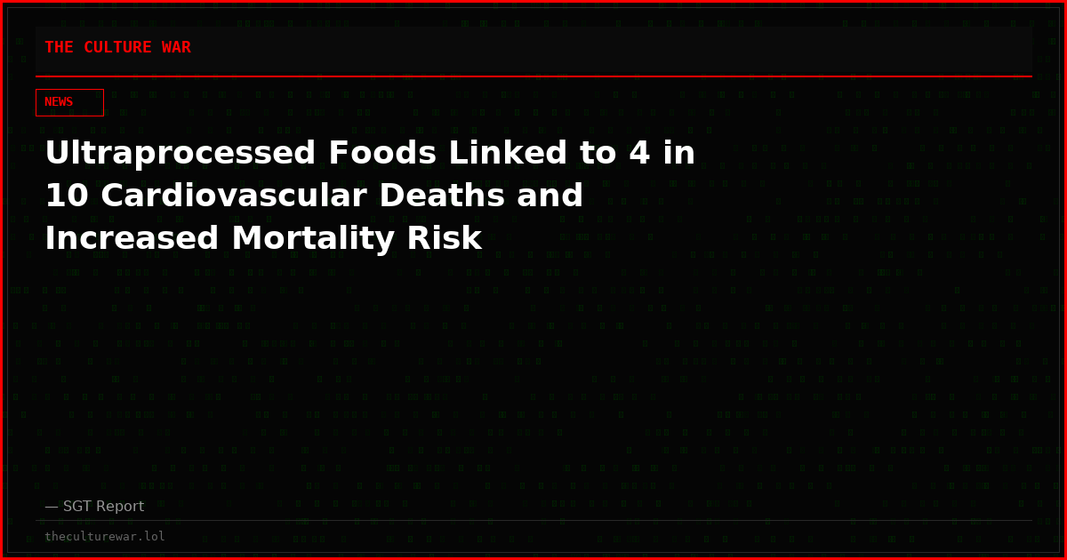 Ultraprocessed Foods Linked to 4 in 10 Cardiovascular Deaths and Increased Mortality Risk