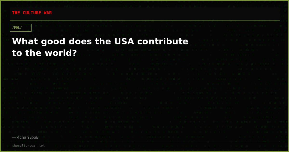 What good does the USA contribute to the world?