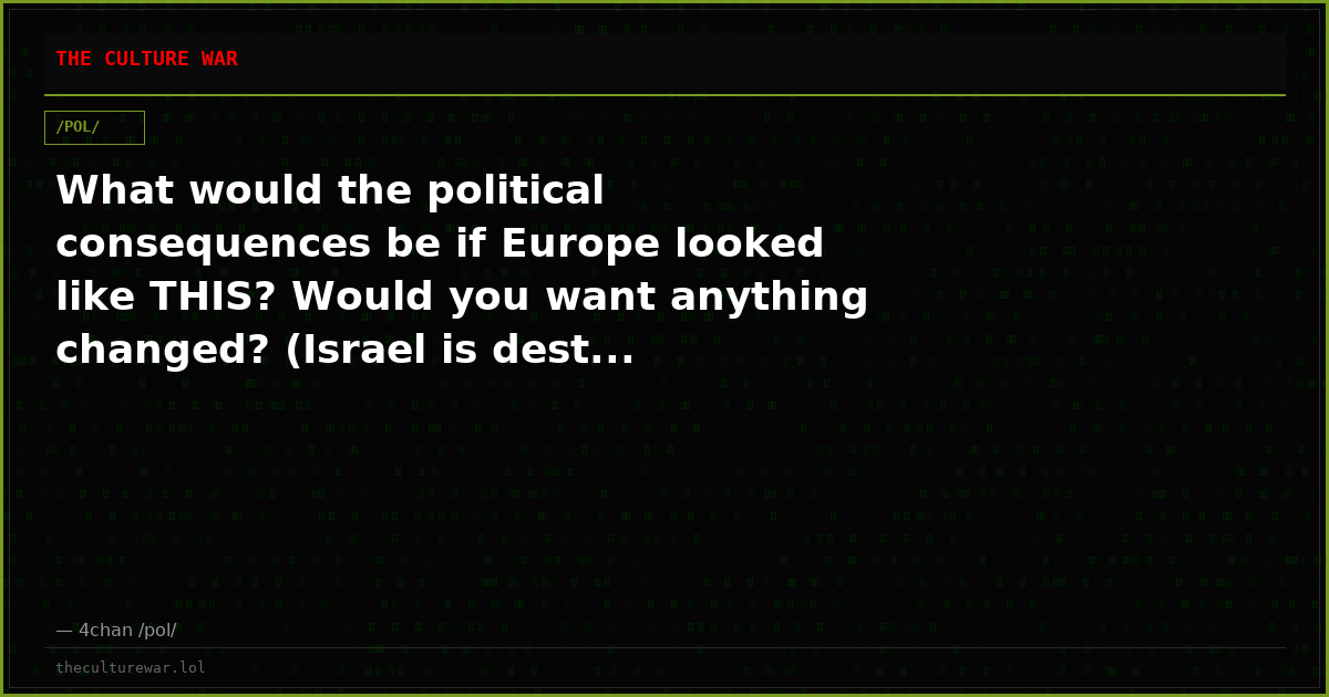 What would the political consequences be if Europe looked like THIS? Would you want anything changed? (Israel is dest...