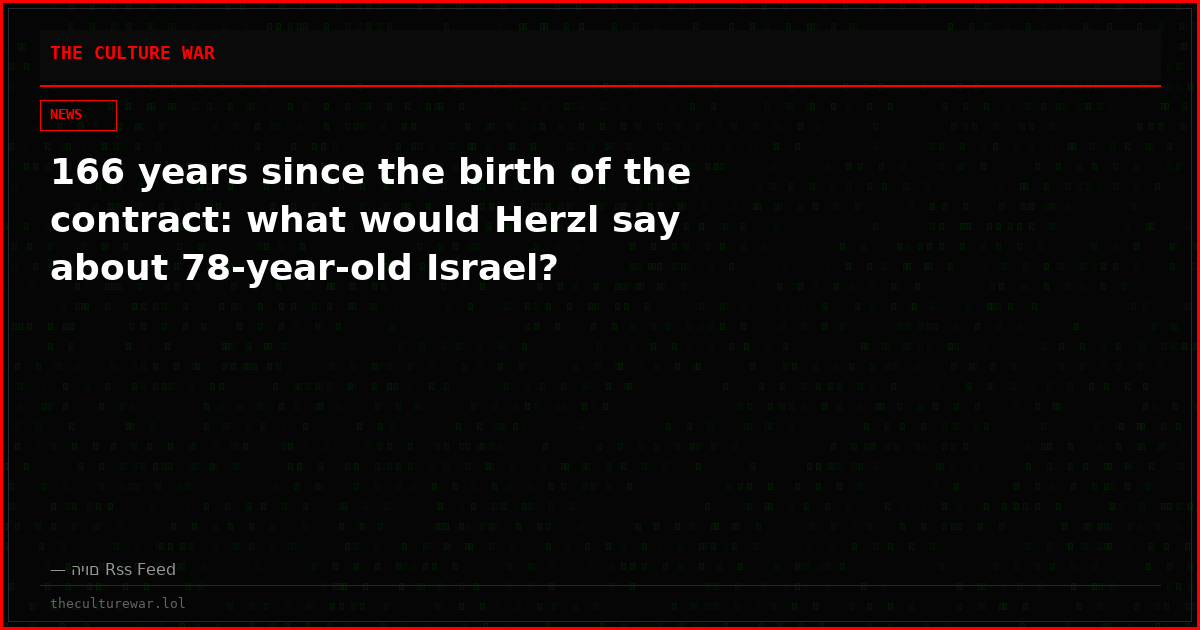 166 years since the birth of the contract: what would Herzl say about 78-year-old Israel?