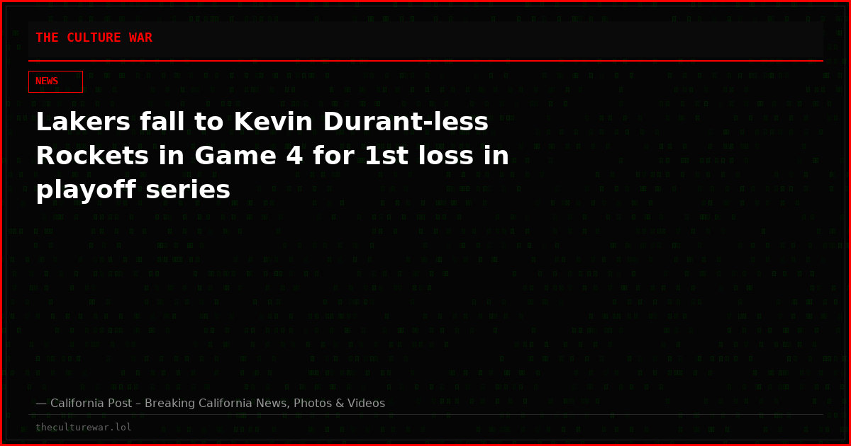 Lakers fall to Kevin Durant-less Rockets in Game 4 for 1st loss in playoff series