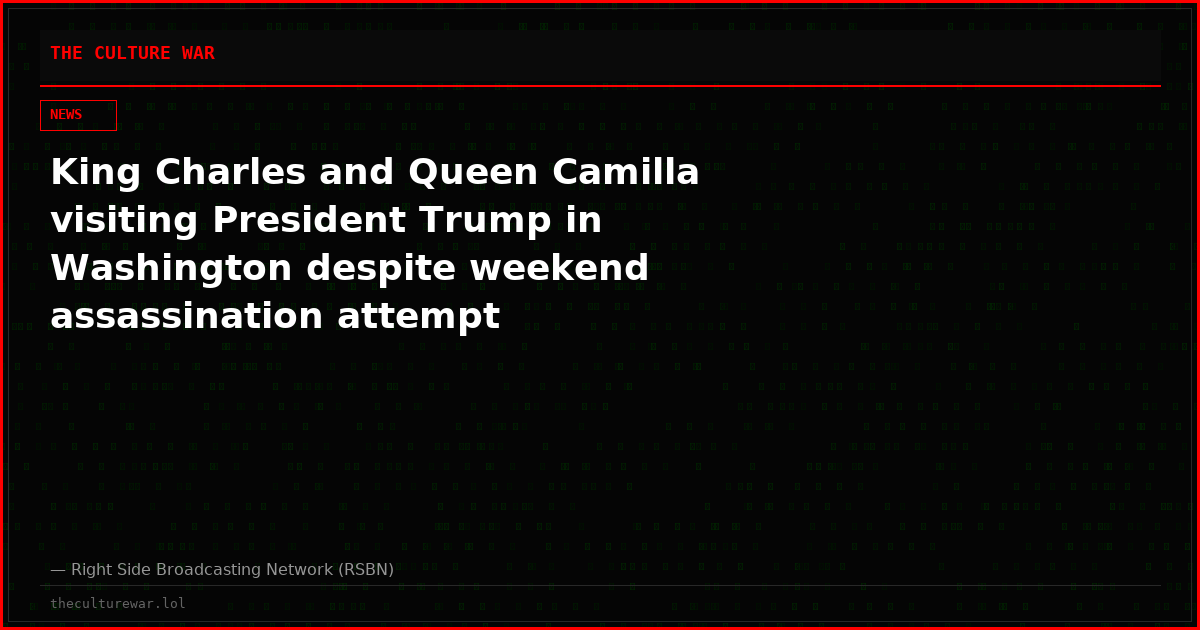 King Charles and Queen Camilla visiting President Trump in Washington despite weekend assassination attempt