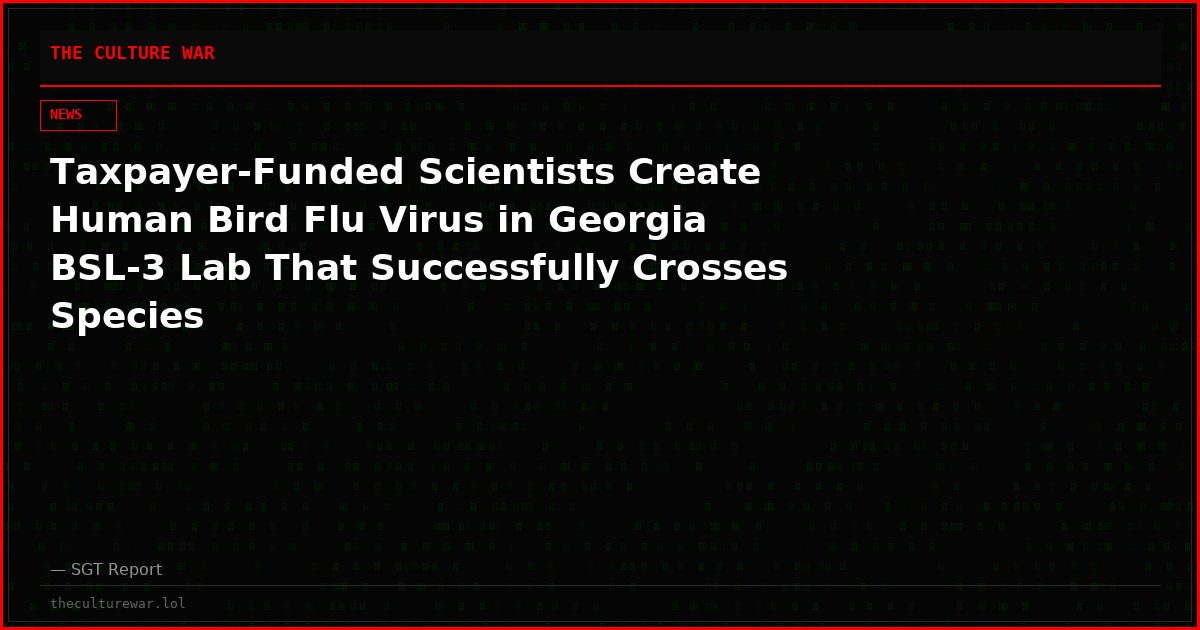 Taxpayer-Funded Scientists Create Human Bird Flu Virus in Georgia BSL-3 Lab That Successfully Crosses Species