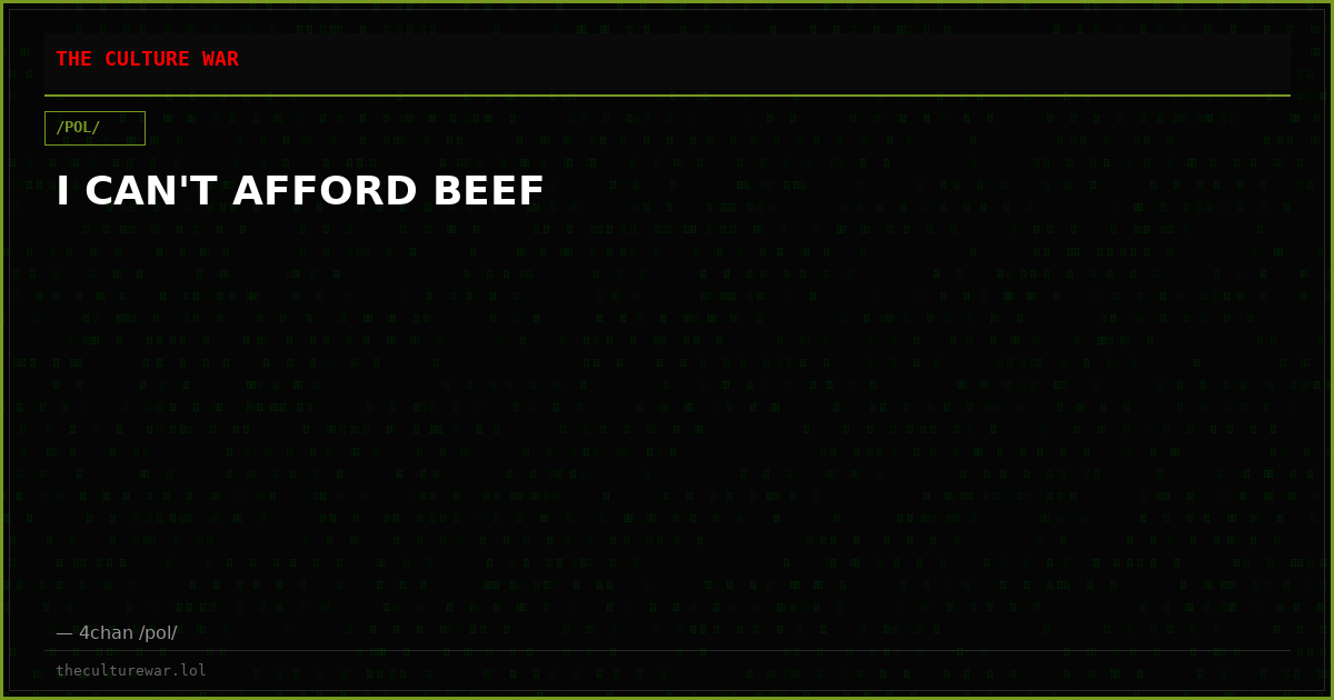 I CAN'T AFFORD BEEF