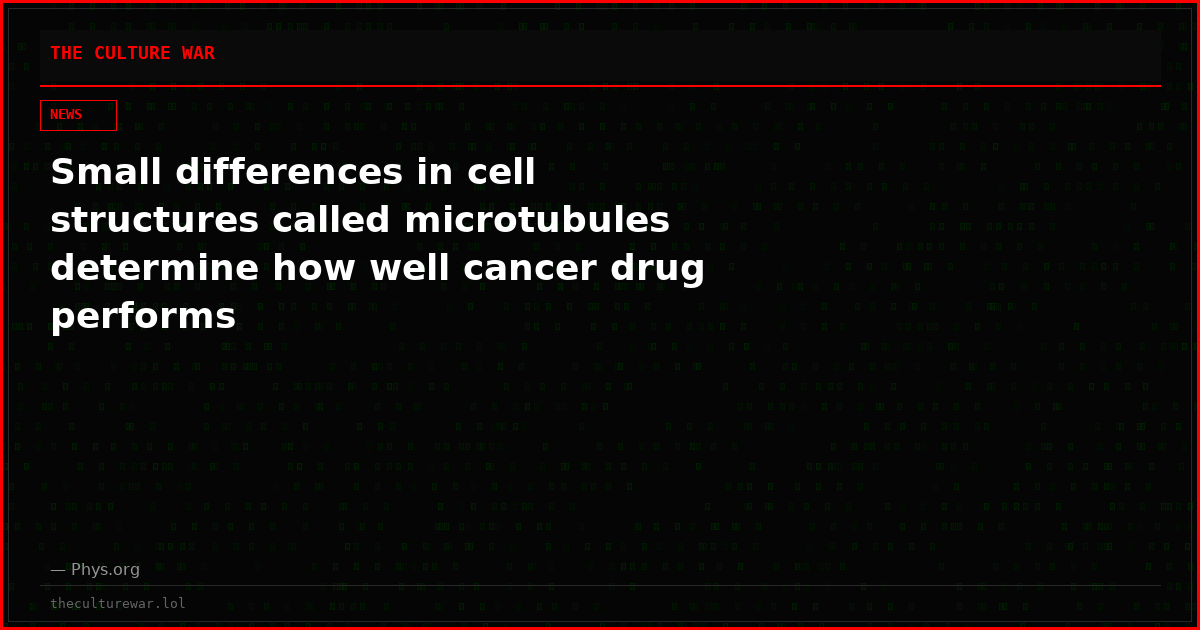 Small differences in cell structures called microtubules determine how well cancer drug performs