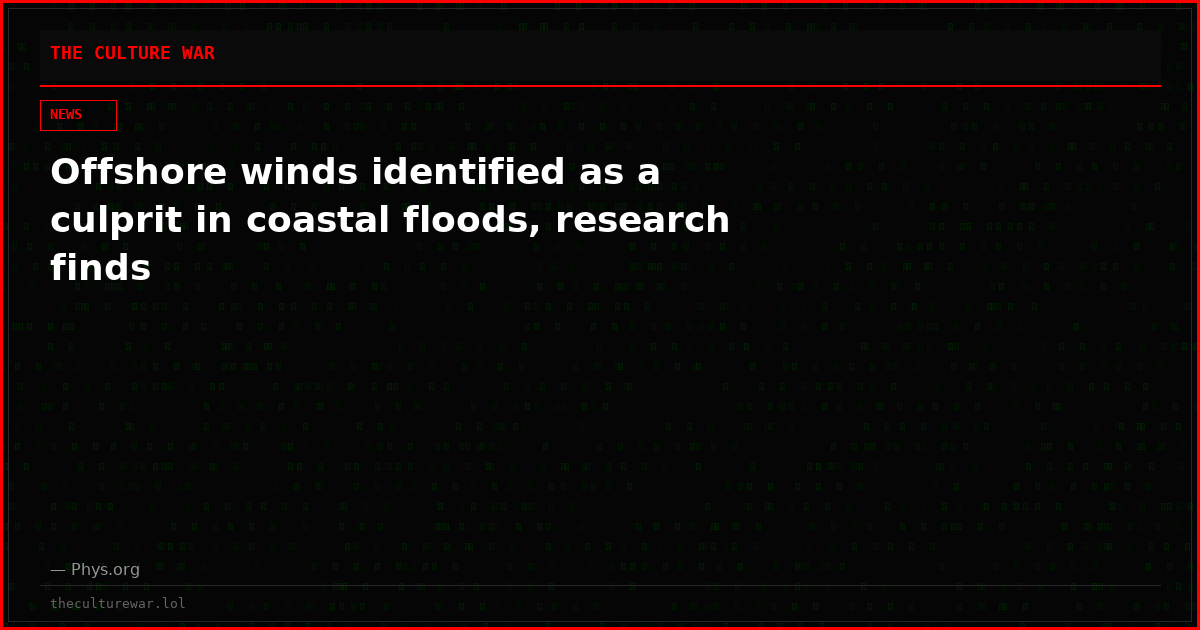 Offshore winds identified as a culprit in coastal floods, research finds