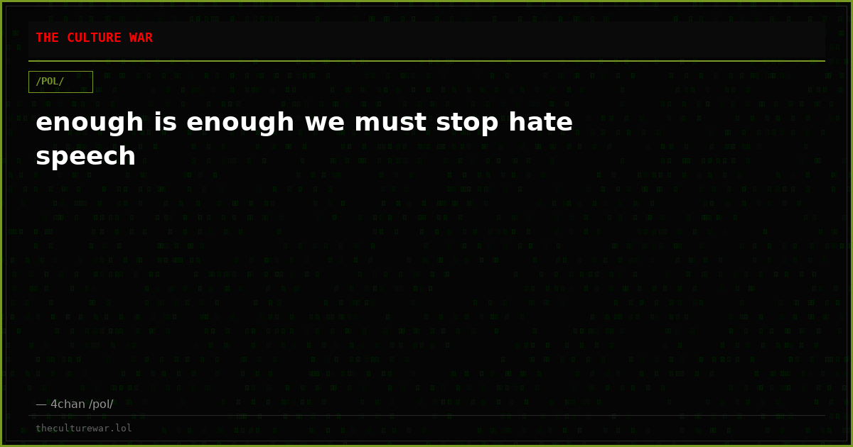 enough is enough we must stop hate speech