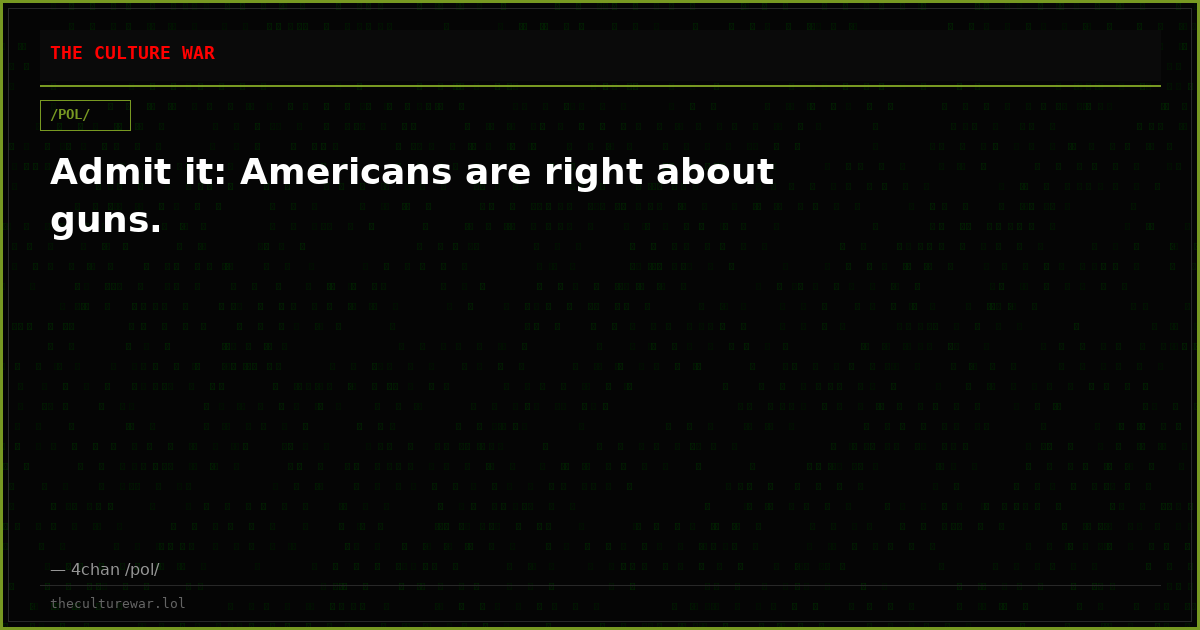 Admit it: Americans are right about guns.