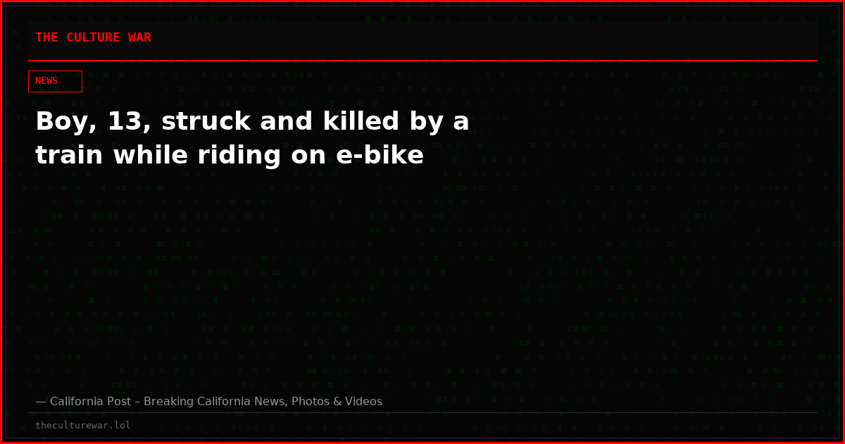 Boy, 13, struck and killed by a train while riding on e-bike