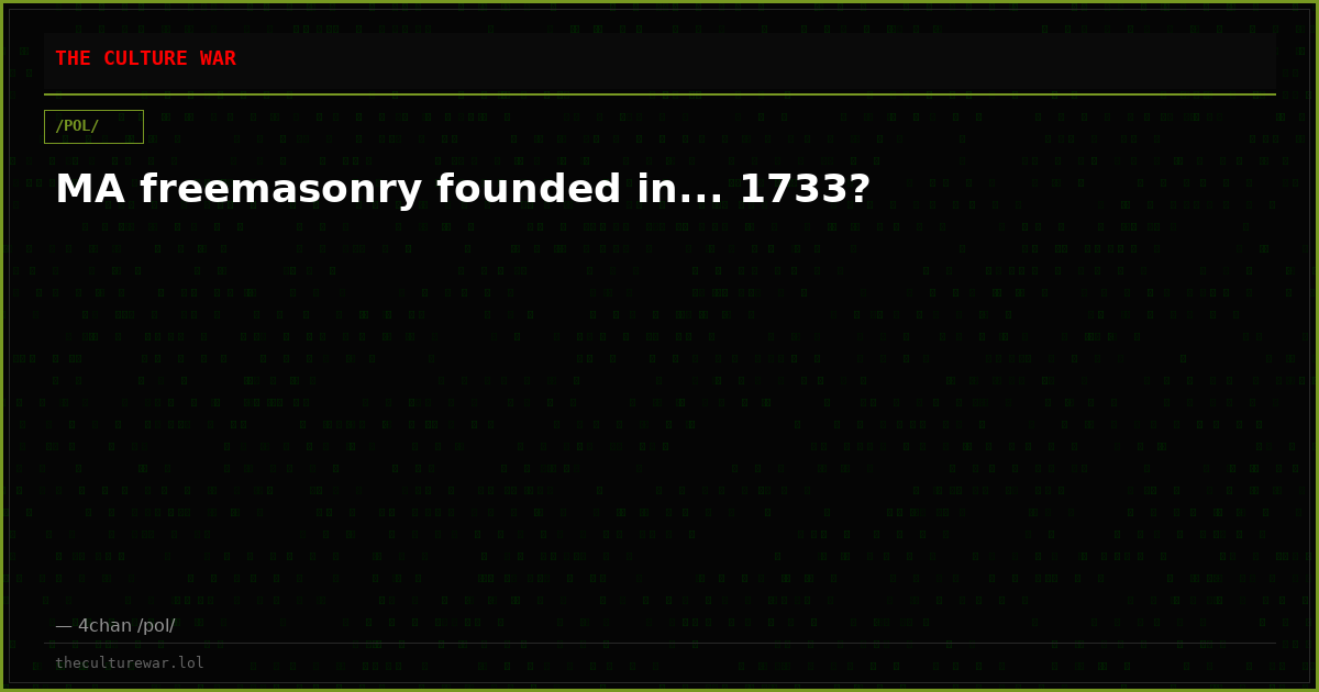MA freemasonry founded in... 1733?