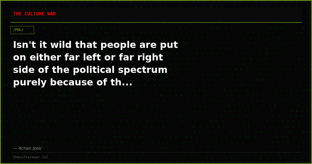 Isn't it wild that people are put on either far left or far right side of the political spectrum purely because of th...
