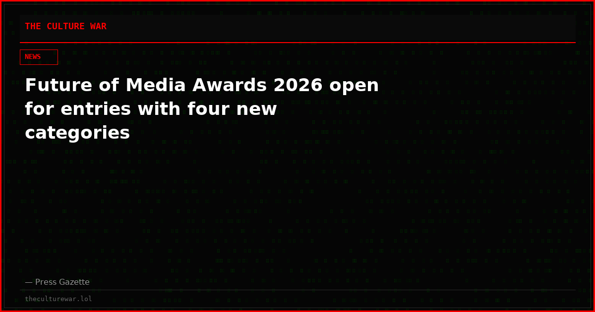 Future of Media Awards 2026 open for entries with four new categories