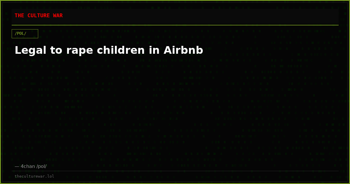 Legal to rape children in Airbnb