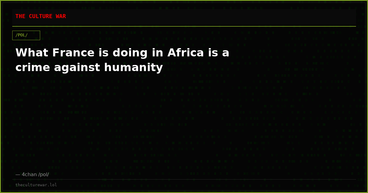 What France is doing in Africa is a crime against humanity