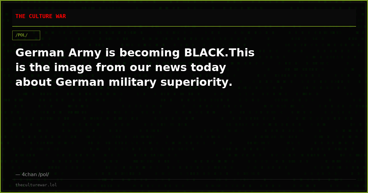 German Army is becoming BLACK.This is the image from our news today about German military superiority.