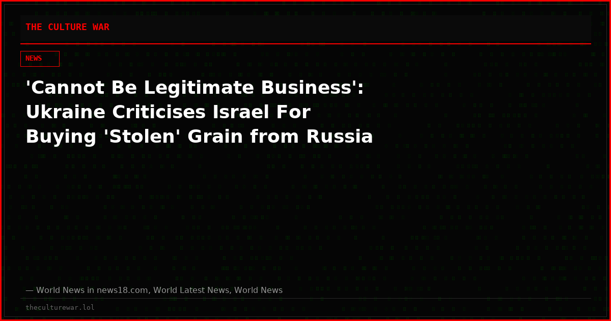 'Cannot Be Legitimate Business': Ukraine Criticises Israel For Buying 'Stolen' Grain from Russia