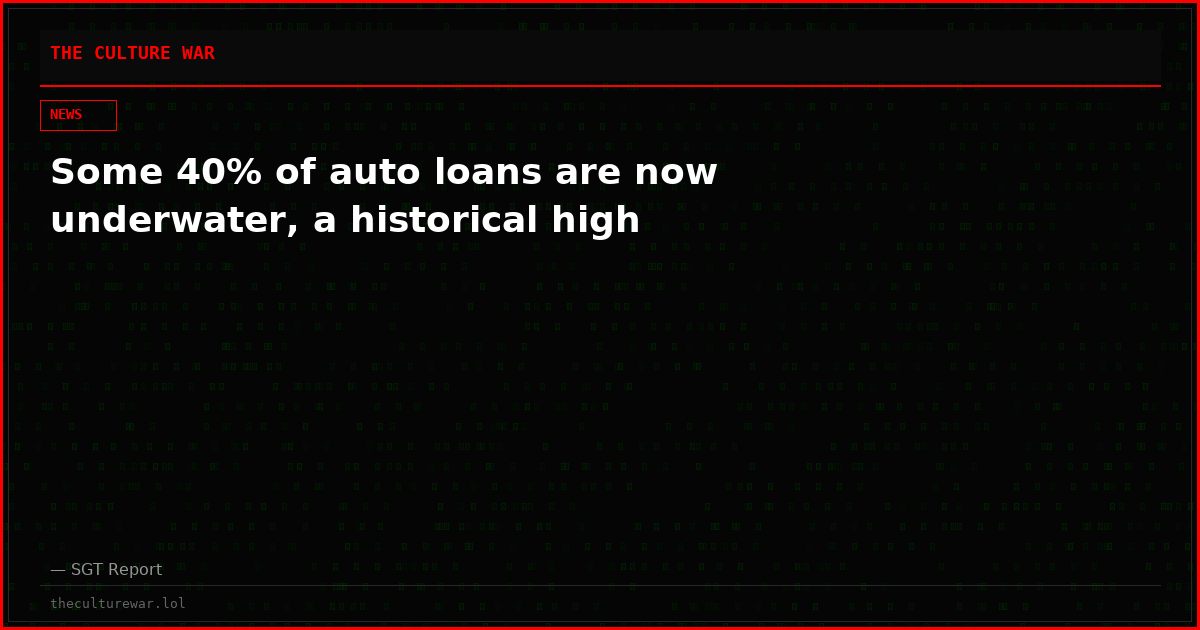 Some 40% of auto loans are now underwater, a historical high