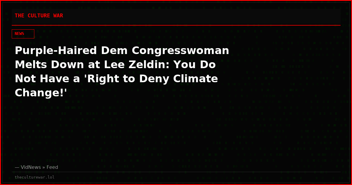 Purple-Haired Dem Congresswoman Melts Down at Lee Zeldin: You Do Not Have a 'Right to Deny Climate Change!'