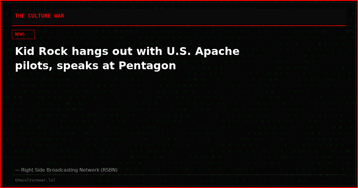 Kid Rock hangs out with U.S. Apache pilots, speaks at Pentagon