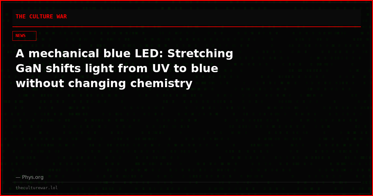 A mechanical blue LED: Stretching GaN shifts light from UV to blue without changing chemistry