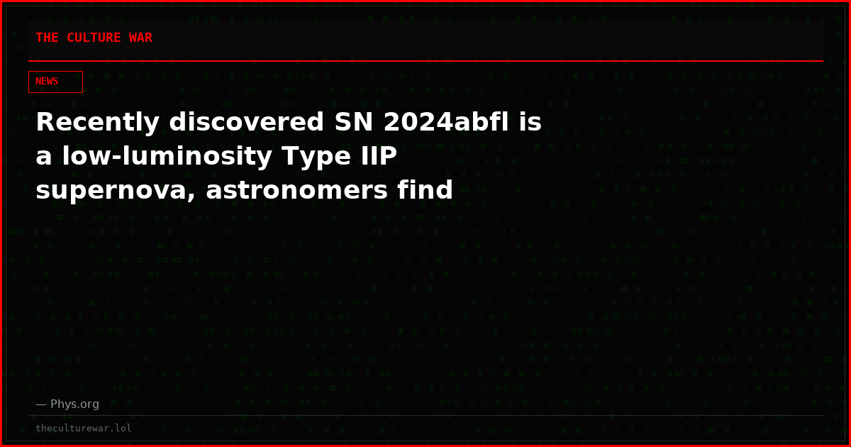 Recently discovered SN 2024abfl is a low-luminosity Type IIP supernova, astronomers find