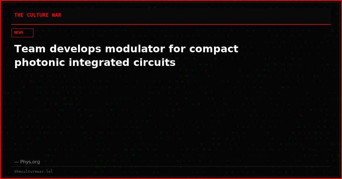 Team develops modulator for compact photonic integrated circuits
