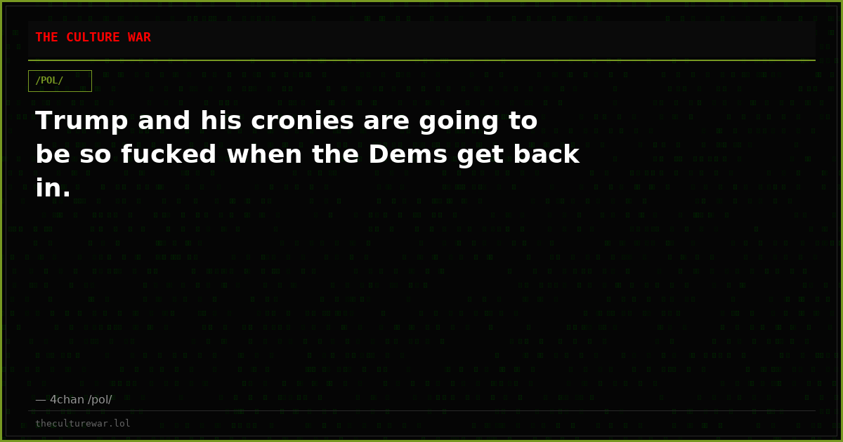 Trump and his cronies are going to be so fucked when the Dems get back in.