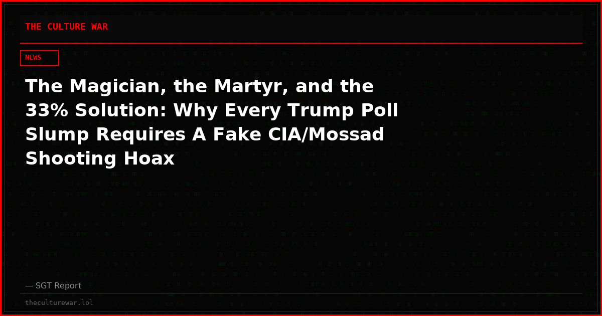The Magician, the Martyr, and the 33% Solution: Why Every Trump Poll Slump Requires A Fake CIA/Mossad Shooting Hoax