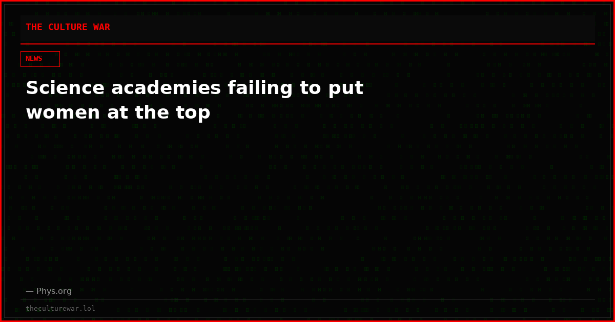 Science academies failing to put women at the top