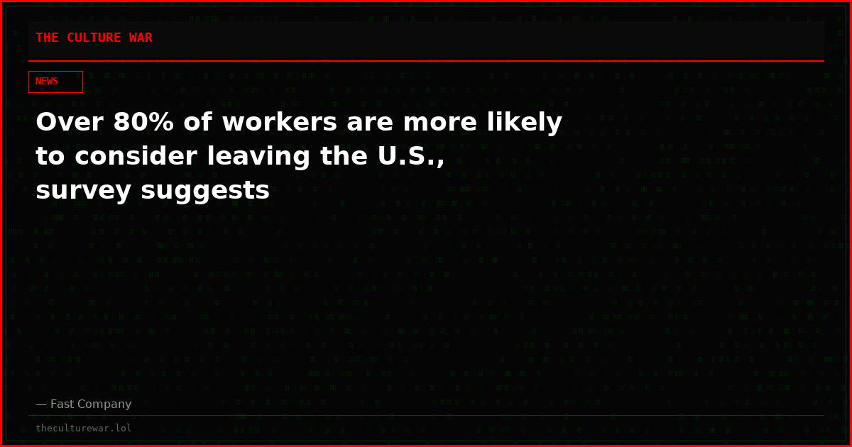 Over 80% of workers are more likely to consider leaving the U.S., survey suggests