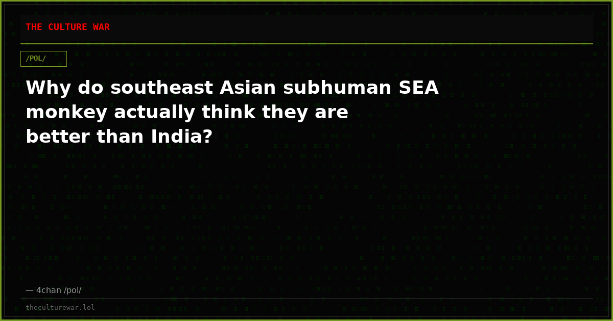 Why do southeast Asian subhuman SEA monkey actually think they are better than India?