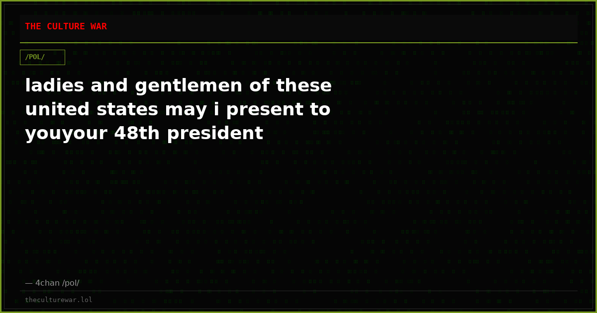 ladies and gentlemen of these united states may i present to youyour 48th president