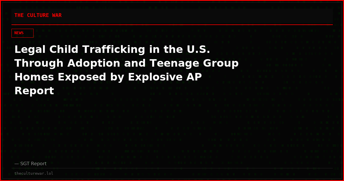 Legal Child Trafficking in the U.S. Through Adoption and Teenage Group Homes Exposed by Explosive AP Report