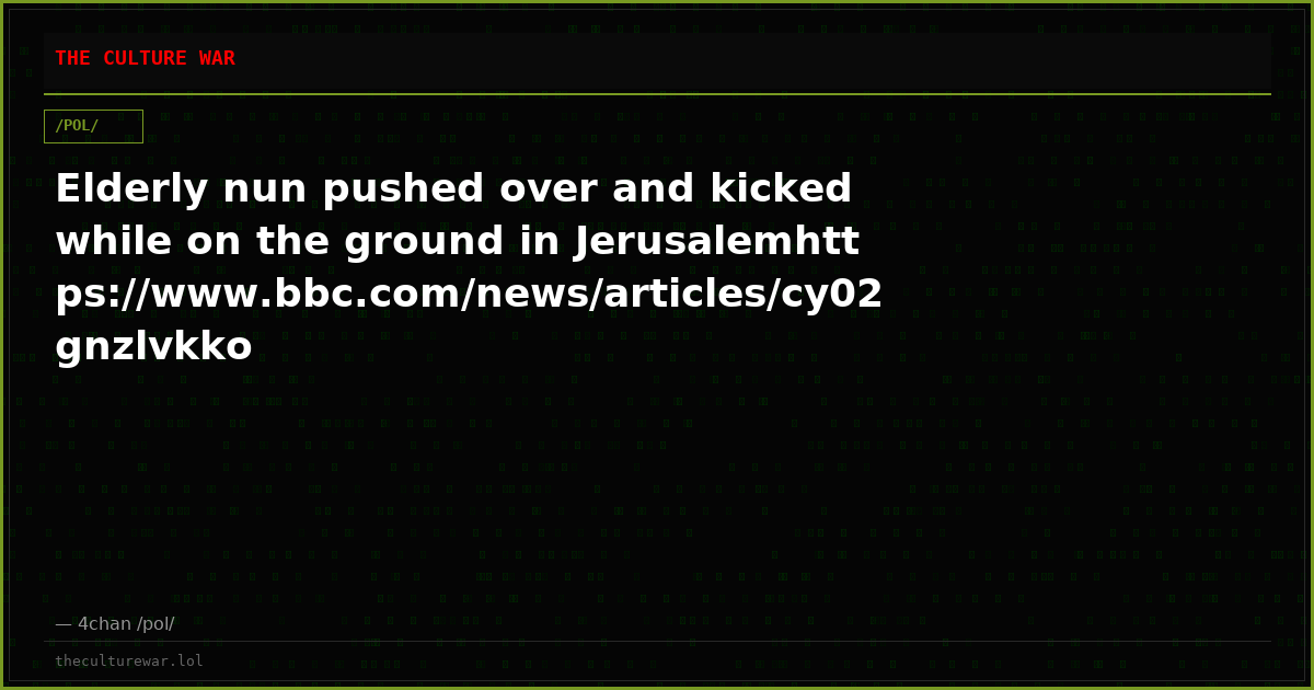 Elderly nun pushed over and kicked while on the ground in Jerusalemhttps://www.bbc.com/news/articles/cy02gnzlvkko