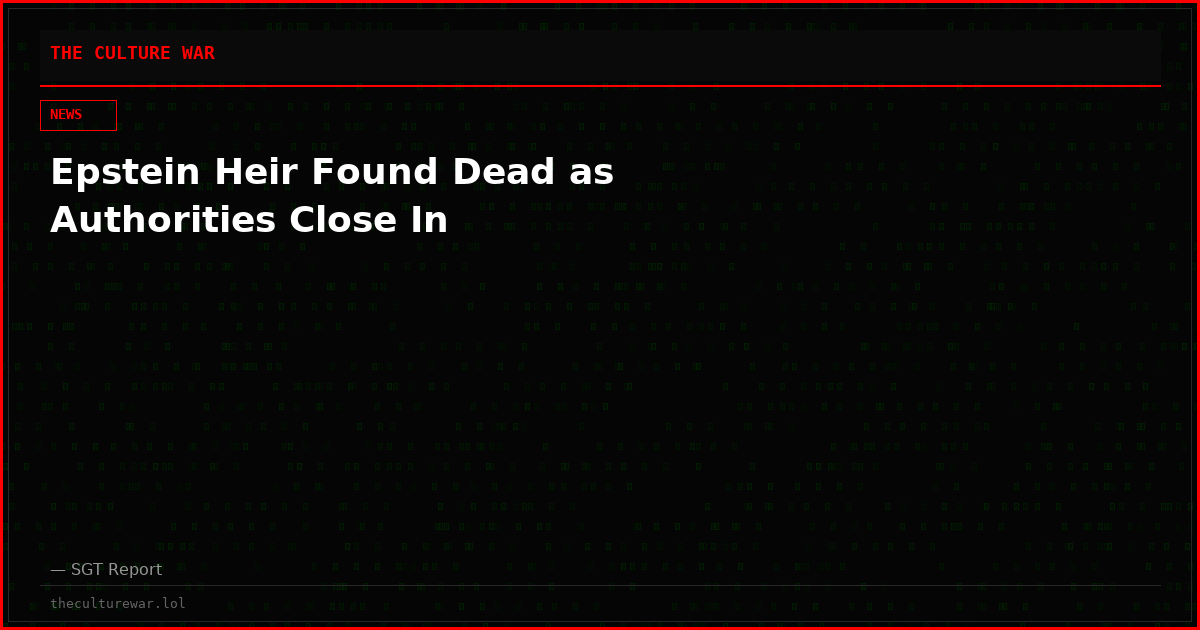 Epstein Heir Found Dead as Authorities Close In