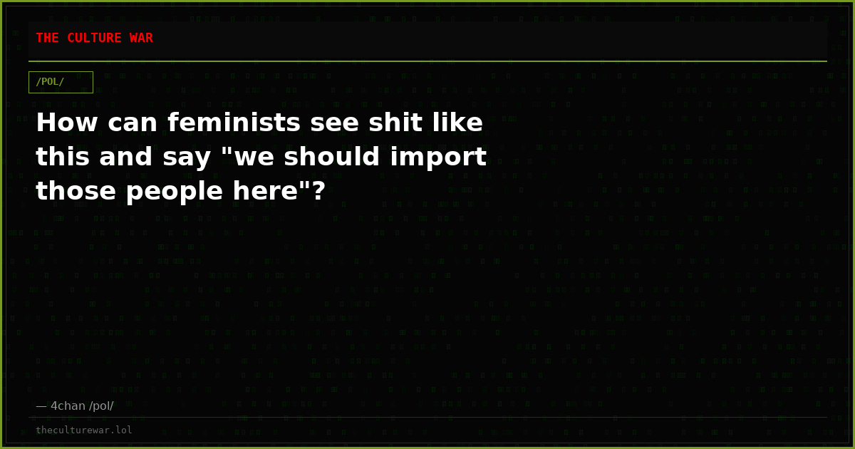 How can feminists see shit like this and say "we should import those people here"?