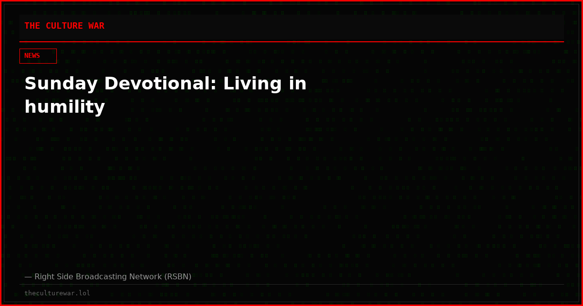 Sunday Devotional: Living in humility