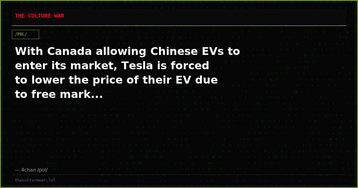 With Canada allowing Chinese EVs to enter its market, Tesla is forced to lower the price of their EV due to free mark...