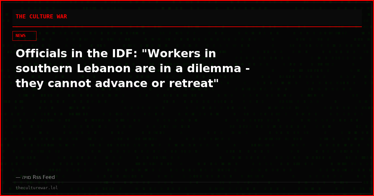 Officials in the IDF: "Workers in southern Lebanon are in a dilemma - they cannot advance or retreat"