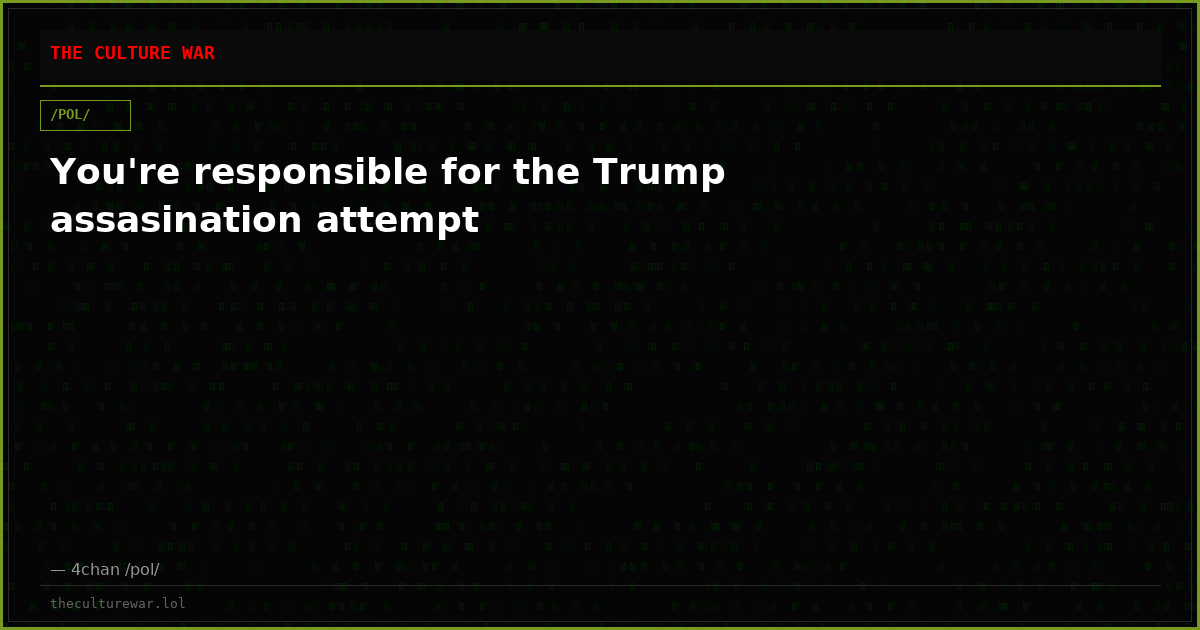 You're responsible for the Trump assasination attempt