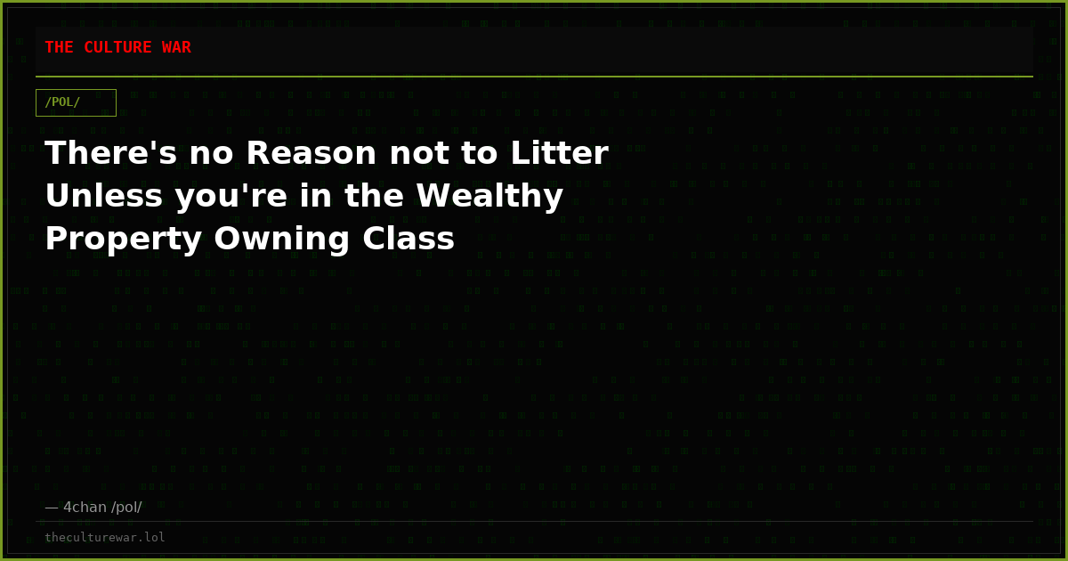 There's no Reason not to Litter Unless you're in the Wealthy Property Owning Class