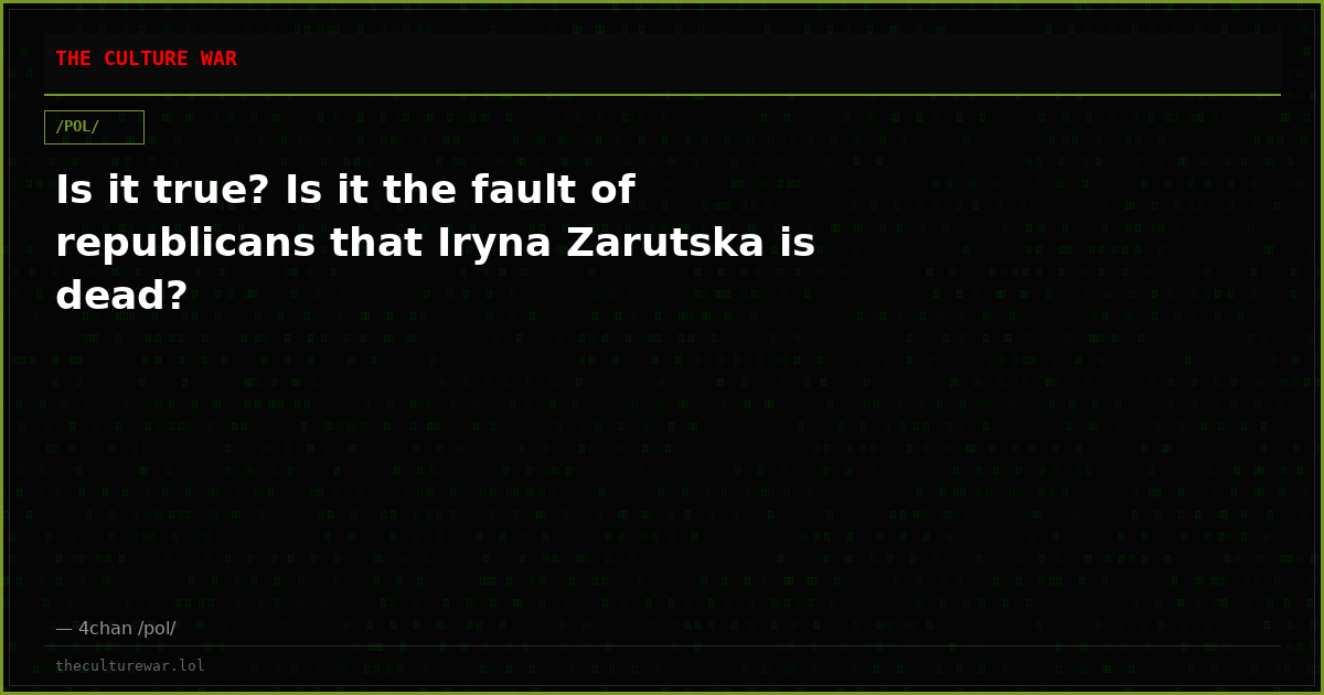 Is it true? Is it the fault of republicans that Iryna Zarutska is dead?
