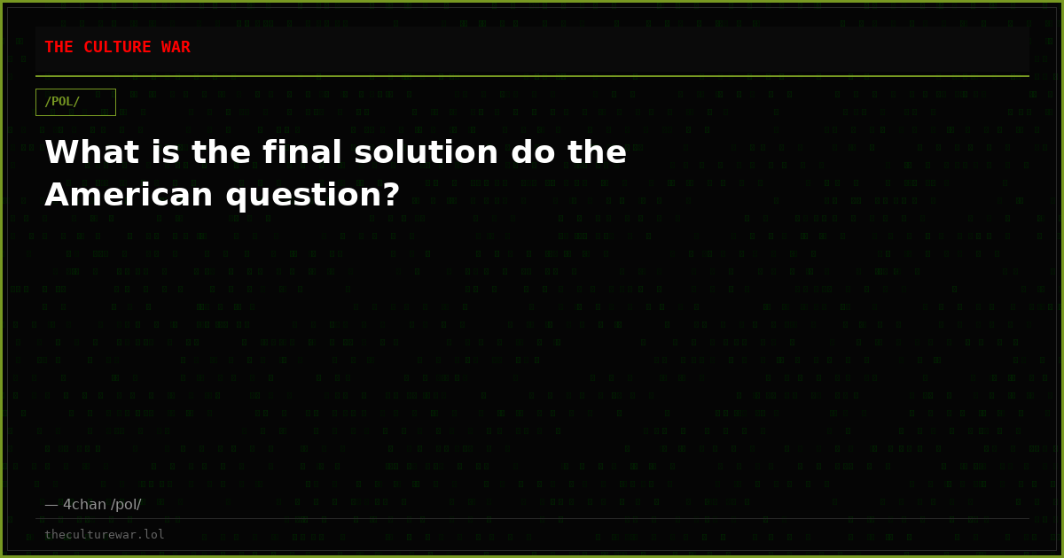 What is the final solution do the American question?
