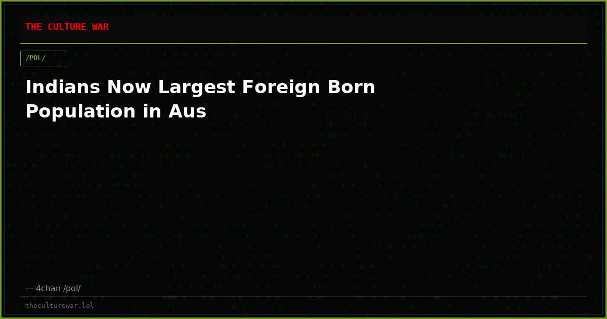 Indians Now Largest Foreign Born Population in Aus