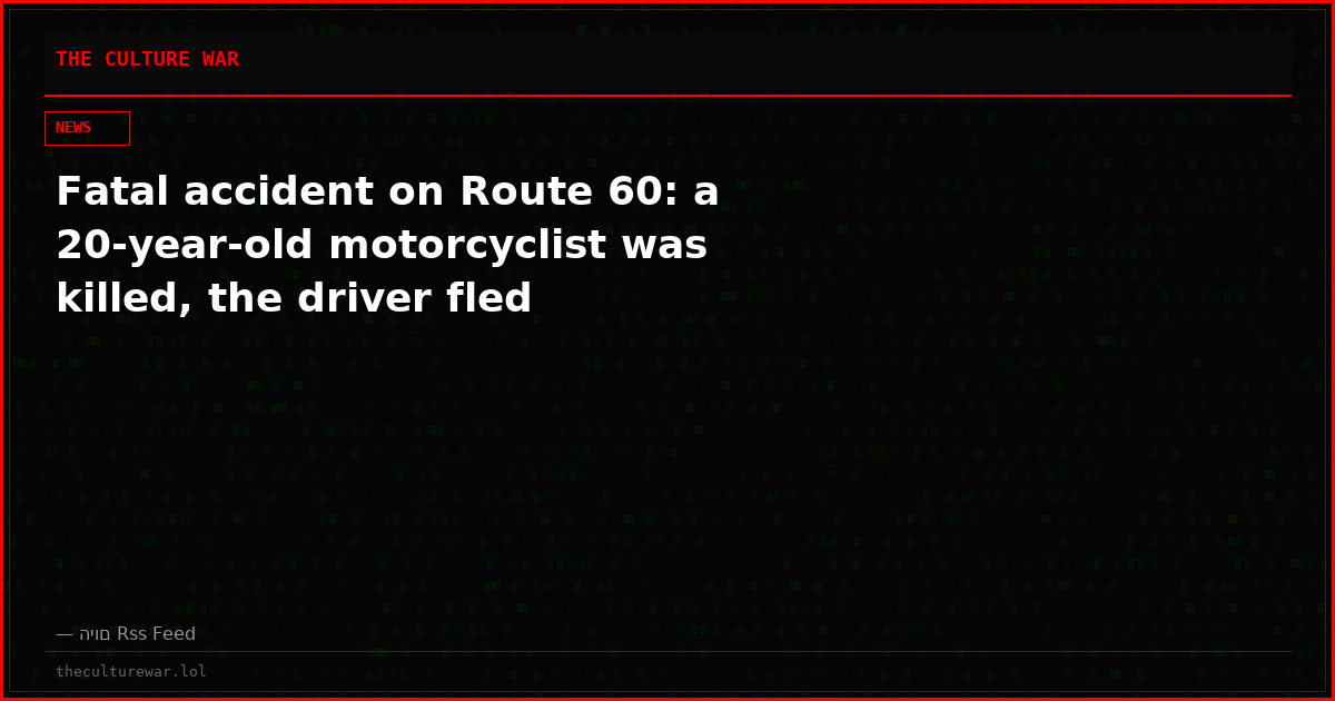 Fatal accident on Route 60: a 20-year-old motorcyclist was killed, the driver fled