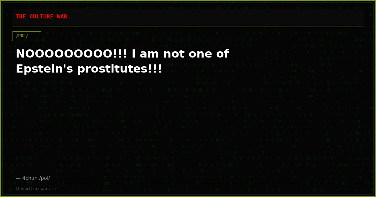 NOOOOOOOOO!!! I am not one of Epstein's prostitutes!!!
