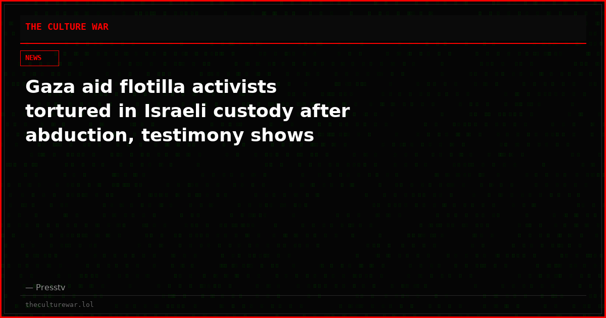 Gaza aid flotilla activists tortured in Israeli custody after abduction, testimony shows