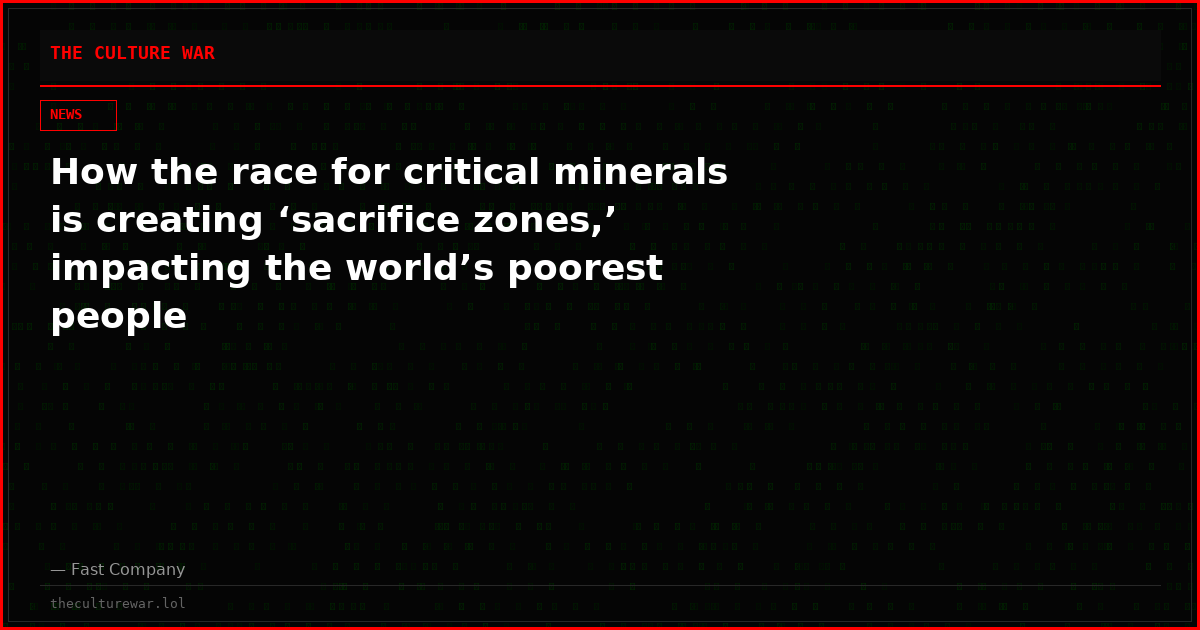 How the race for critical minerals is creating ‘sacrifice zones,’ impacting the world’s poorest people