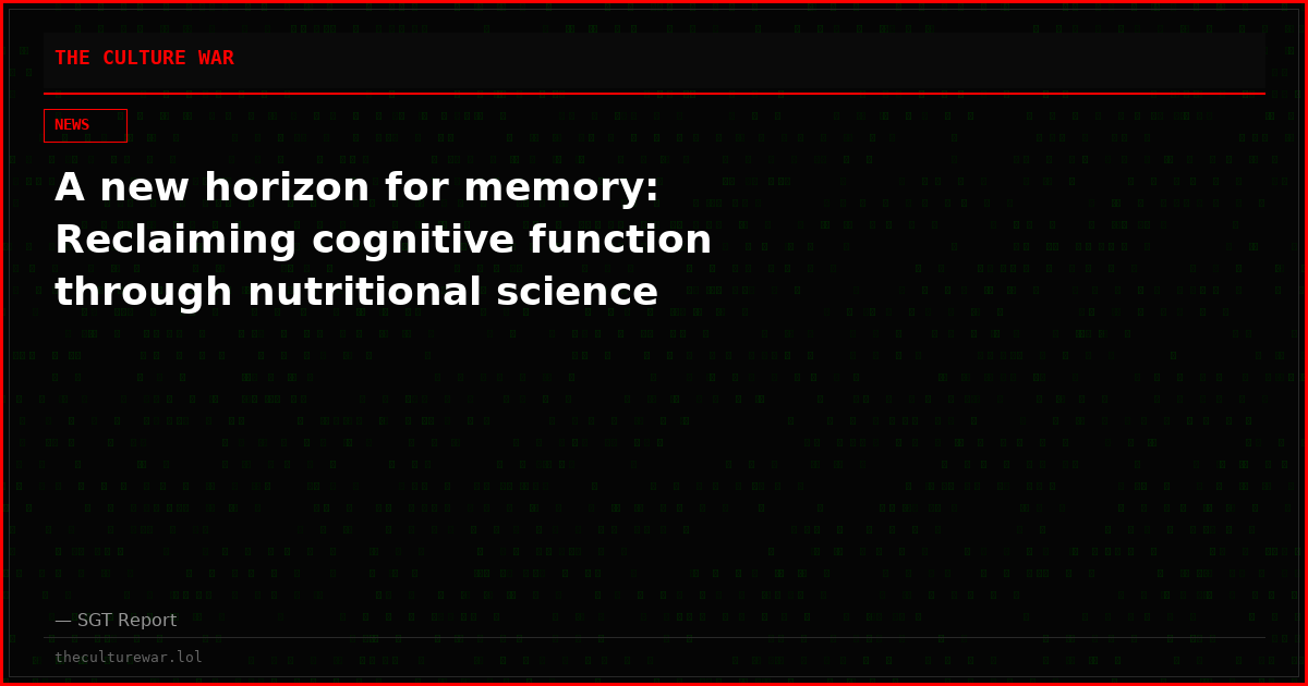 A new horizon for memory: Reclaiming cognitive function through nutritional science