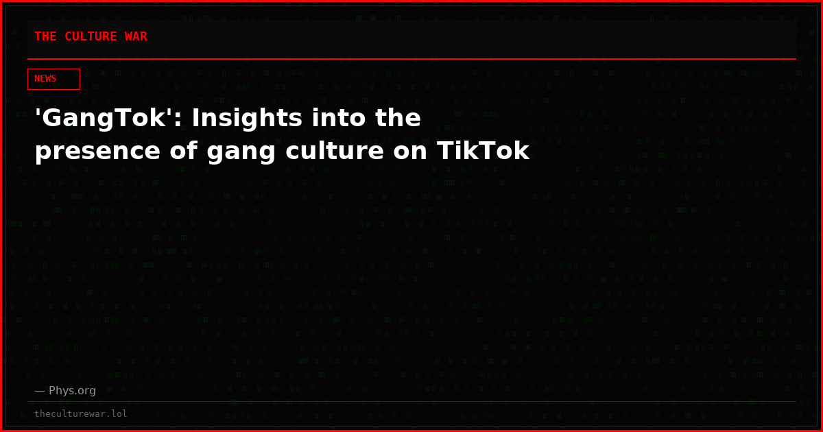 'GangTok': Insights into the presence of gang culture on TikTok
